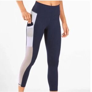 🍀 3/$30 Fabletics High Waist Cropped Leggings with Mesh Accents